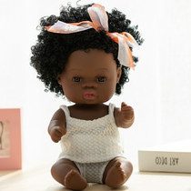 Childrens simulation black doll full soft rubber bath plush doll toy accompany sleep comfort doll gift girl