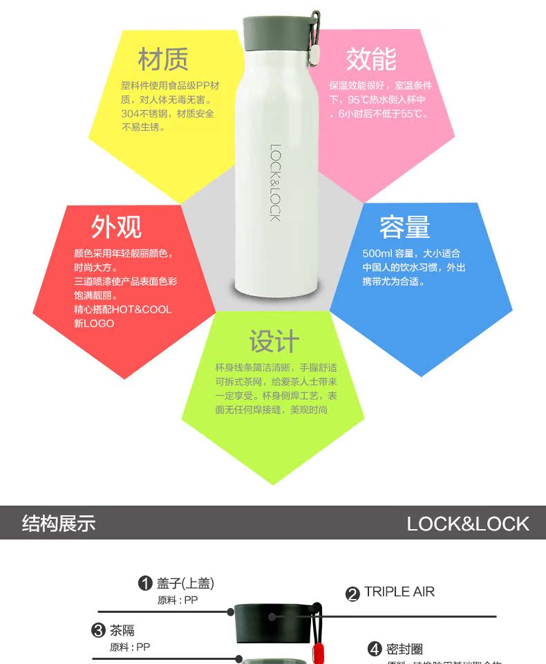 Khóa và khóa, cốc Nammak, cốc thời trang, cặp vợ chồng, nam và nữ, 500ml LHC4125 bình nước tập gym