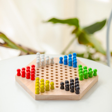 Китайские шашки 六角跳棋 亲子益智玩具 木制跳棋跳珠 桌面玩具棋类