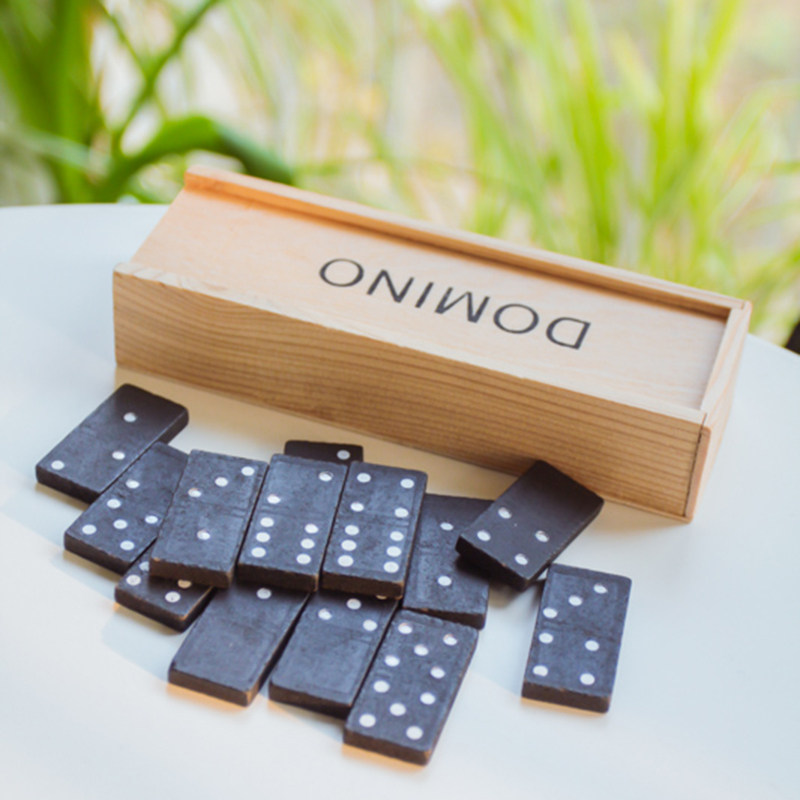 Wooden box-packed domino black block tableToy Toy Table Toy Desktop Game Gift