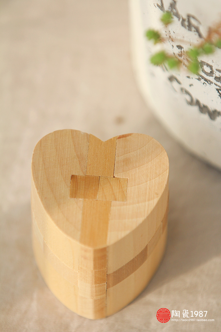 Zakka lỗ gỗ Ming khóa Luban khóa thông minh đồ chơi cao cấp sồi khóa trái tim tình yêu hình trái tim khóa đồ chơi rubik tráng gương