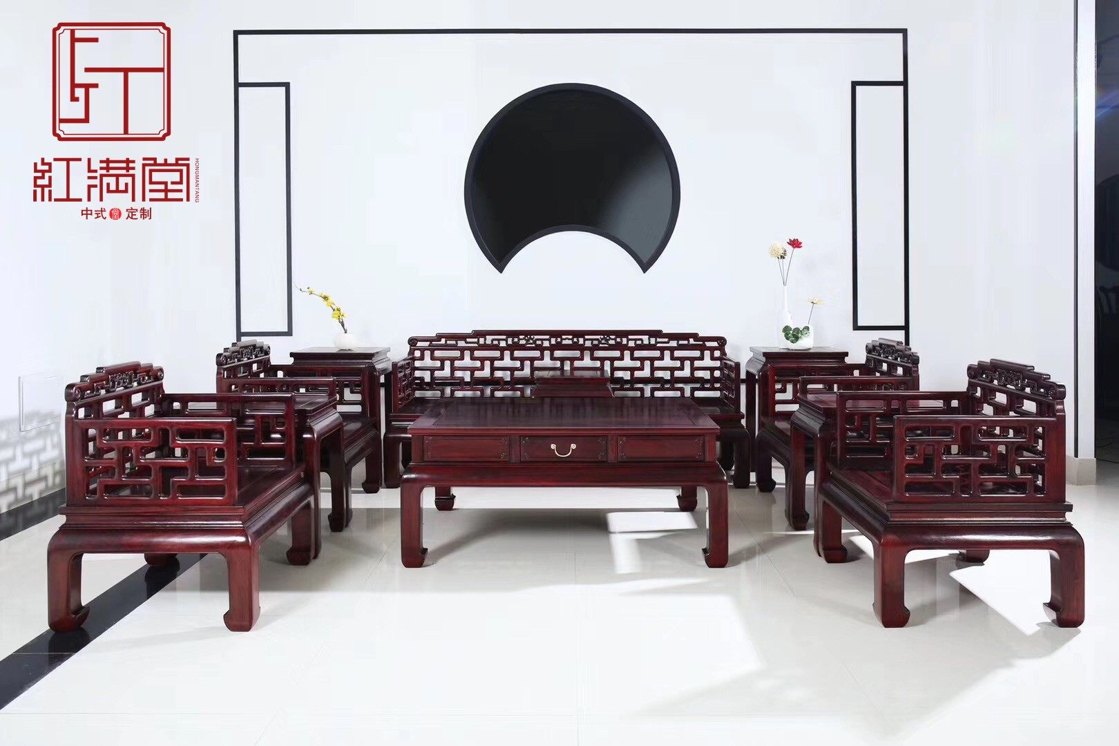 Zambian blood sandalwood sofa mahogany lobular rosewood sofa new Chinese-style curved ruler sofa living room sofa combination