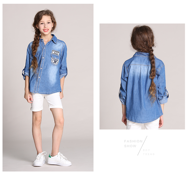 Chemise fille à manche longue en toile - Ref 2084871 Image 17