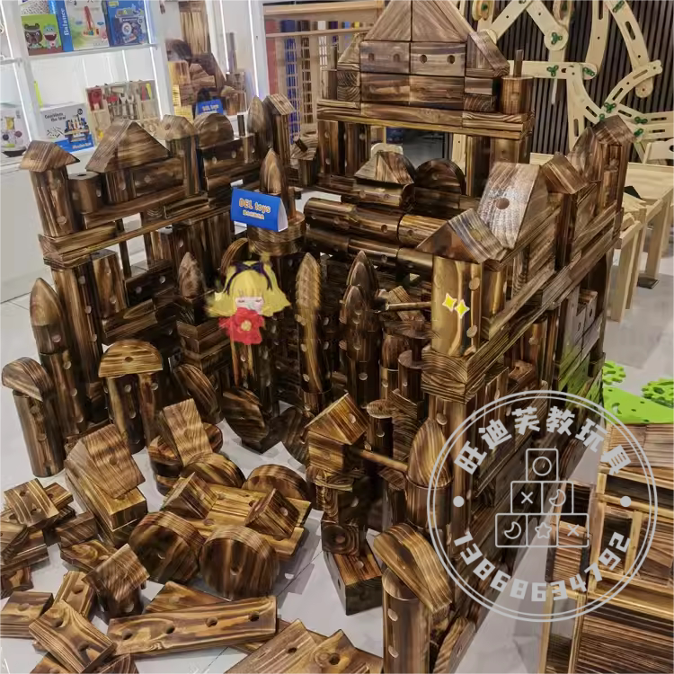 Anji Games Outdoor Carbonized Large Building Blocks Natural Wood Charcoal-Burning Children's Construction Area Materials for Building Solid Wood Toys Anji Games Outdoor Carbonized Large Building Blocks Natural Wood Charcoal-Burning Children's Construction Area Materials for Building Solid Wood Toys
