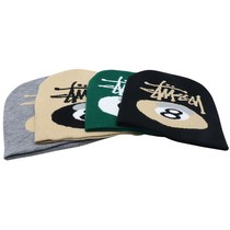 American hip-hop street black 8 jacquard wool knitted hat autumn and winter trendy outdoor windproof and warm ear protection knitted hat