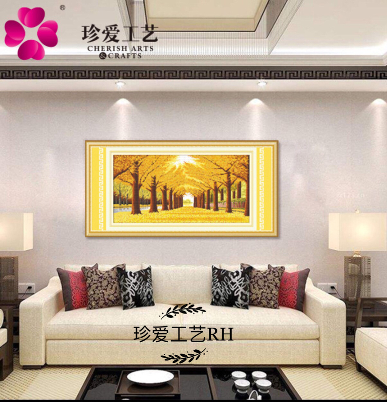 Treasure Craftsmanship: 100% Gold Printed Fabric Ailuo 21167 Gold All over - Cross Stitch