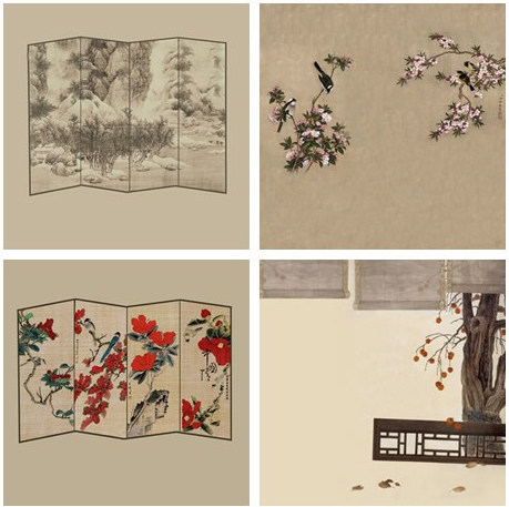 New photo studio photography background Chinese style fine strokes children's background paper retro Republic of China family portrait photo background