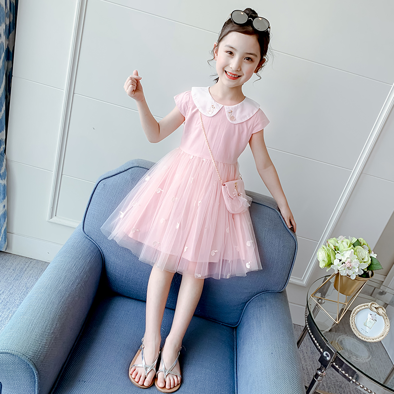 Girls ' gauze skirt summer 2021 new girl princess skirt gauze skirt western summer children's net red dress