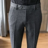 Мужские осенние шерстяные бархатные штаны, облегающий крой