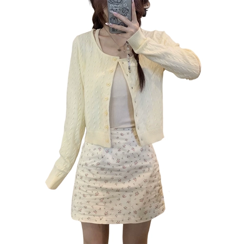 Весенняя юбка в складку, атмосферная мини-юбка, комплект, цветочный принт