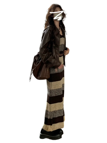 Базовая трикотажная майка, демисезонное платье, длинная юбка, коллекция 2023, городской стиль, китайский стиль