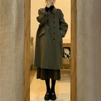 Зеленый высококачественный ретро костюм, шерстяное пальто, зимнее зеленое летнее платье, куртка, в британском стиле, увеличенная толщина, изысканный стиль