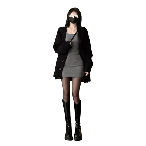 Трикотажный свитер, кардиган, осенняя демисезонная длинная куртка, 2024 года, V-образный вырез, средней длины