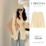 Лонгслив, зимний трикотажный свитер, V-образный вырез, подходит для подростков