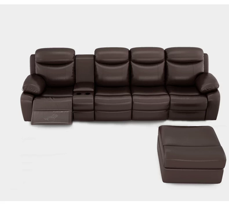 Thủ chức năng điện sofa da bò sofa da căn hộ nhỏ tối giản phòng khách nang không gian kết hợp hiện đại - Ghế sô pha