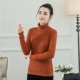 Cộng với áo len nhung dày nữ phiên bản Hàn Quốc của mùa thu đông bộ dài tay ngắn Đoạn ngắn cổ cao ấm áp đan đáy áo thủy triều thời trang nữ 2021