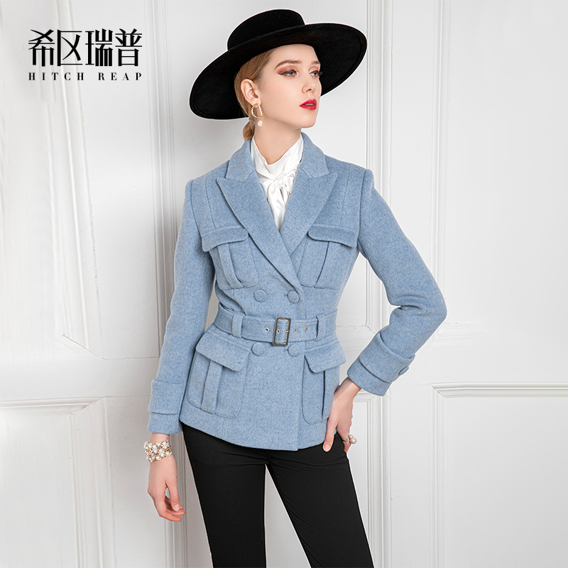 HeathRy-High-end Tính Top 2020 mùa thu ăn mặc mới len tinh khiết Vintage Suit-Style Fur Coat Woman