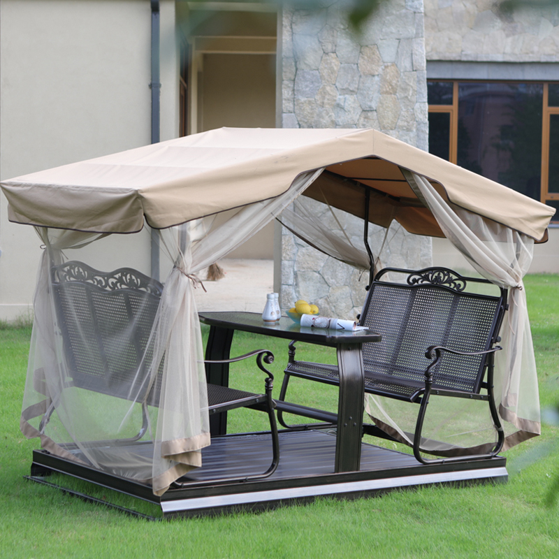 Outdoor swing rocking chairs courtyard garden open air balcony four-person rocking chairs adult wrought iron power rocking chairs outdoors