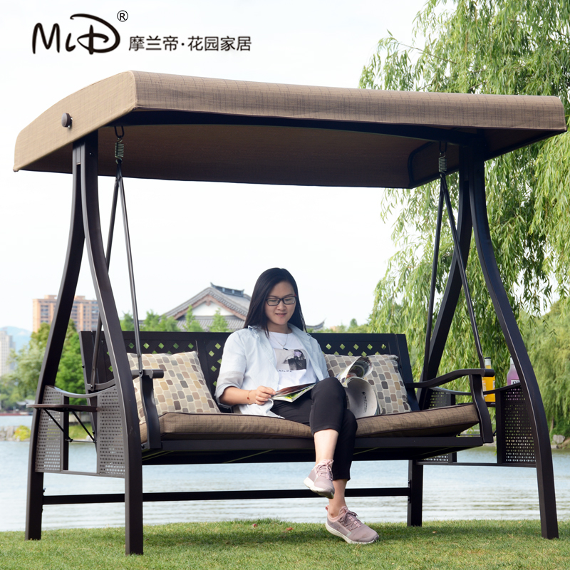 Outdoor hanging basket rattan chair courtyard garden balcony swing rocking chair adult outdoor wrought iron hammock furniture