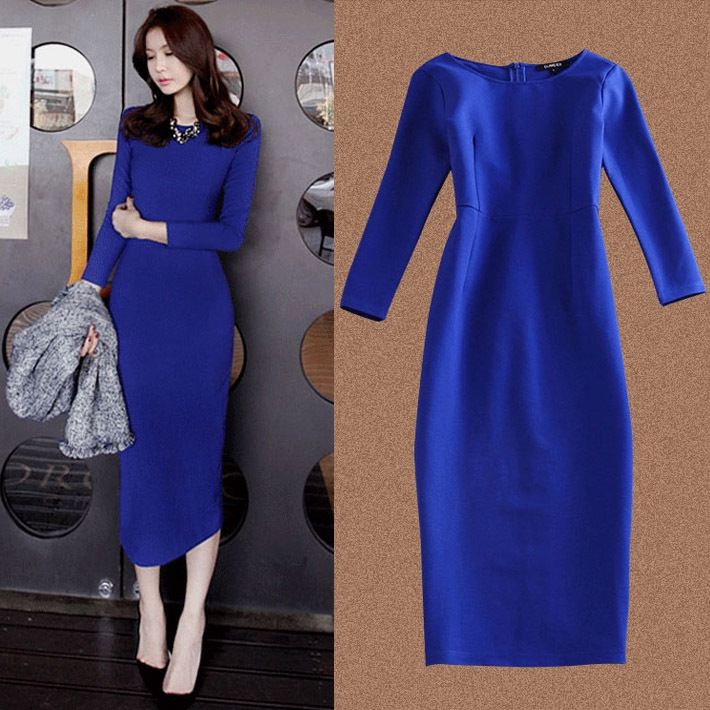 Celebrity-Inspired 2024 Spring and Autumn New Women's Clothing, Elegant Long-Sleeved Slim-Fit Bodycon Dress, Base Long Skirt