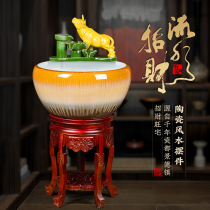 Ceramic running water fish tank Jingdezhen household living room goldfish tank Courtyard fish farming basin Filter turtle tank lucky ornaments