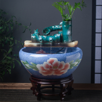 Jingdezhen Chinese ceramic fish tank circulating water filtration oxygenated fish basin Living room lucky household courtyard decoration