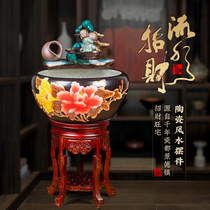 Ceramic fish tank Jingdezhen circulating water Lucky goldfish tank Filter large turtle fish farming basin Household water lily basin