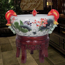 Jingdezhen porcelain goldfish tank Circulating filtration aerobic fountain water spray tank Koi tank Feng shui tank