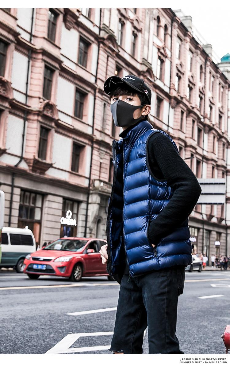 Quần áo vest cotton không tay 2018 mùa đông nam mới áo thun nam có cổ
