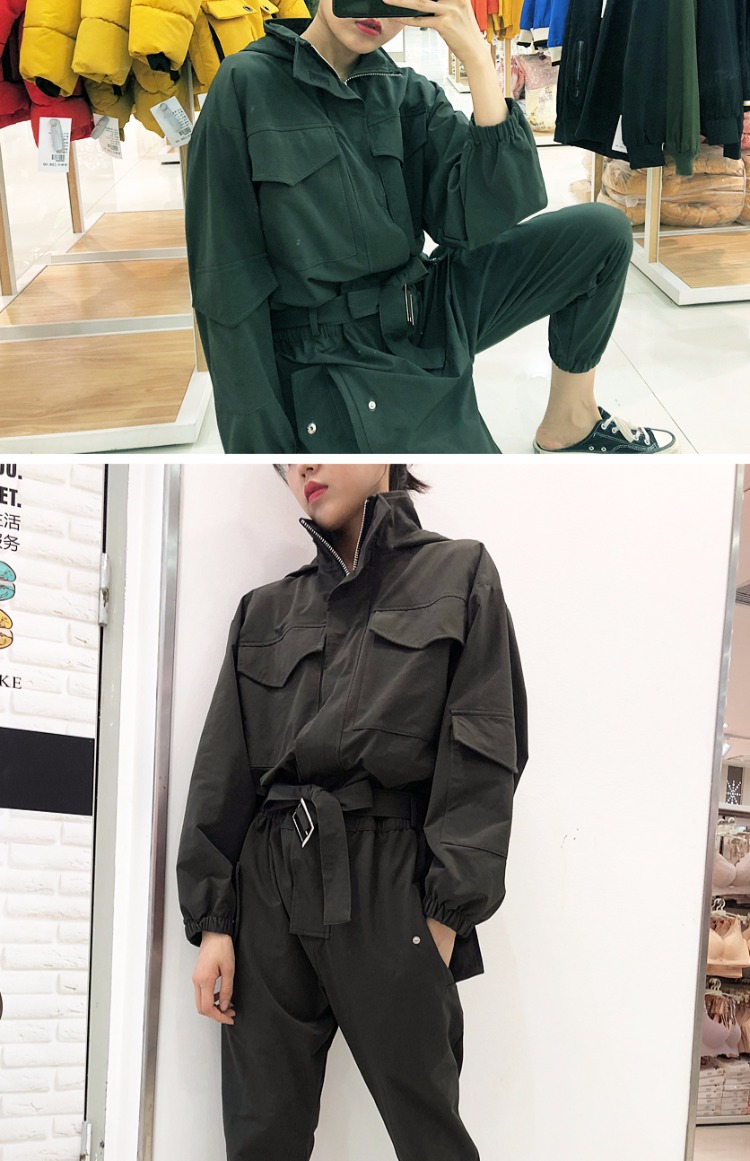 Bộ đồ trùm đầu mùa xuân và mùa thu One Piece Nam giới Quần áo bảo hộ lao động retro Nhật Bản Quần yếm HIPHOP Đàn ông và phụ nữ Quần jumpsuit chín mảnh quần đùi
