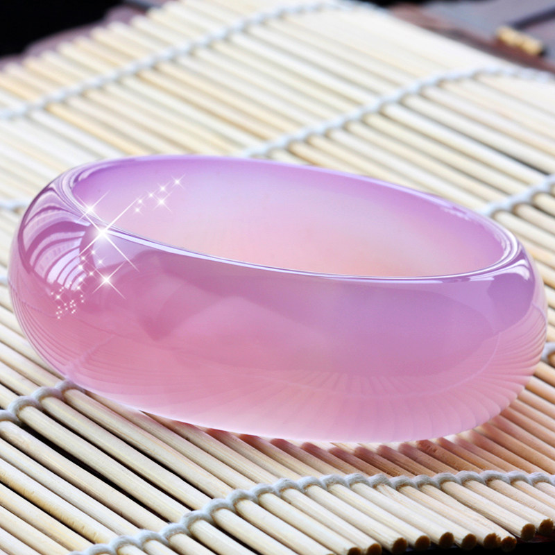 Widened version of Hibiscus jade bracelet female agate chalcedony crystal Hanfu accessories Silver girl young section Xi'an specialty