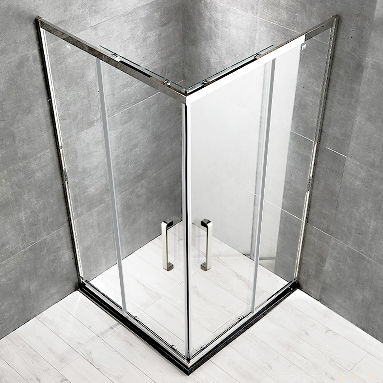 Custom stainless steel L right angle glass bath screen Powder room dry and wet separation partition Simple push-pull sliding door shower room