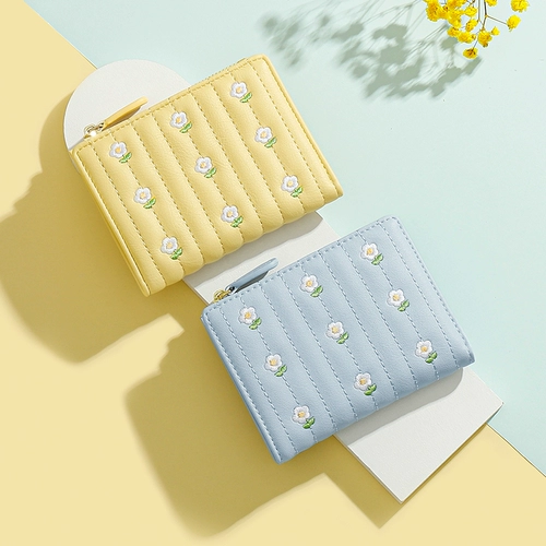 Модный складной короткий бумажник в форме цветка, дизайнерская сумка через плечо, кошелек, городской стиль, с вышивкой, тренд сезона