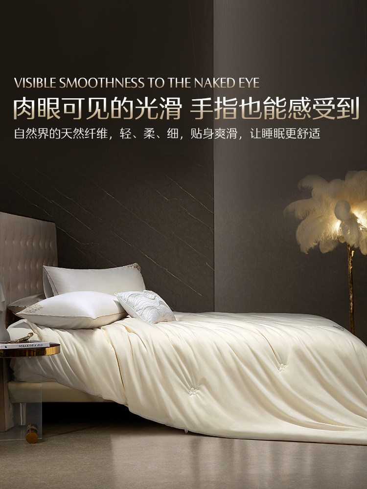 Mercury Home Textiles Golden Mulberry Silk Winter Quilt Class a Antibacterial Warm Quilt Pure Cotton Silk Quilt Core Autumn and Winter Light Luxury Gift