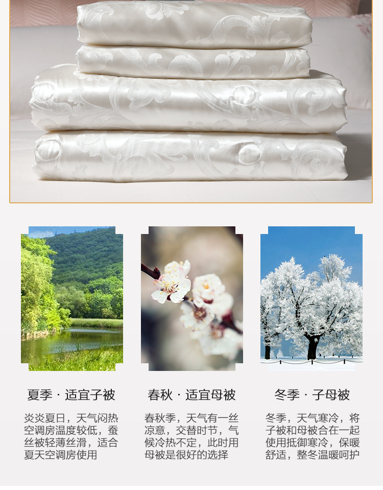 水星家纺 二合一蚕丝子母被 2.2*2.4m双人被 净重9斤 图13