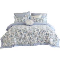 Mercury Home Textiles 60S long-staple cotton brushed four-piece antibacterial set warm new Chinese bed sheet quilt cover 24 new products