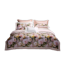 Mercury Home Textiles 80S long-staple cotton four-piece satin set floral print high-end quilt cover sheet 24 years new product