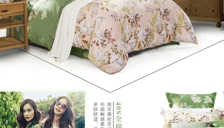 Thủy dệt bông satin phản ứng in một gia đình bốn pro thu giường bông satin - Bộ đồ giường bốn mảnh chăn ga gối forever