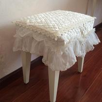 Simple white embroidered lace stool set makeup stool cover dresser stool cover Piano stool cover shoe changer stool custom made