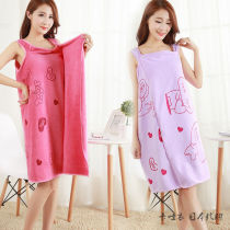 Japanese GP wearable bath towel adult new bathrobe soft cotton absorbent pajamas female thick suspender bath skirt