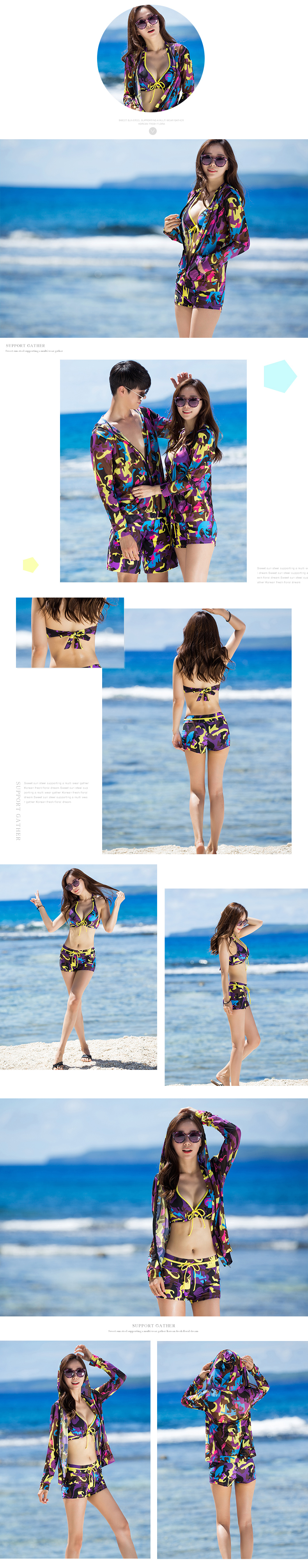 San Qi Bà Boxer Quần Bikini Châu Âu và Mỹ Thủy triều Ngụy trang Đồ bơi Treo Cổ V Đồ bơi Bộ hai mảnh - Bikinis ao boi nu