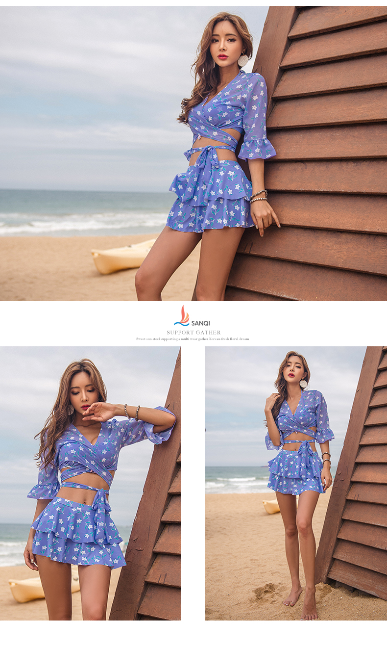 Áo tắm ba mảnh nữ bikini ba mảnh gợi cảm Hàn Quốc váy mỏng ngực nhỏ tập hợp áo thép lò xo nóng bỏng - Bikinis áo tắm cao cấp