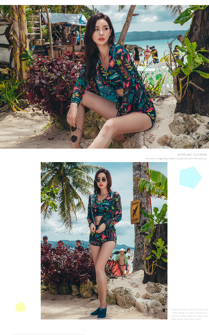 Ba cặp đôi kỳ lạ mặc đồ bơi gợi cảm bên bờ biển bikini phẳng góc ngực nhỏ tập hợp quần bơi nam mới đi biển - Vài đồ bơi đồ đi biển cho cặp đôi