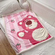 Cute cartoon bear blanket air conditioning quilt lamb cashmere blanket office cover leg nap single sofa blanket