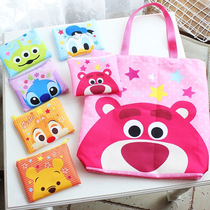 Japanese cartoon folding shopping bag lightweight portable eco-friendly bag female handbag waterproof large capacity supermarket shopping bag