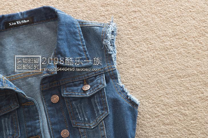 Joker 2017 mùa xuân và mùa hè mới của phụ nữ Hàn Quốc slim denim vest sinh viên ve áo áo khoác áo nữ