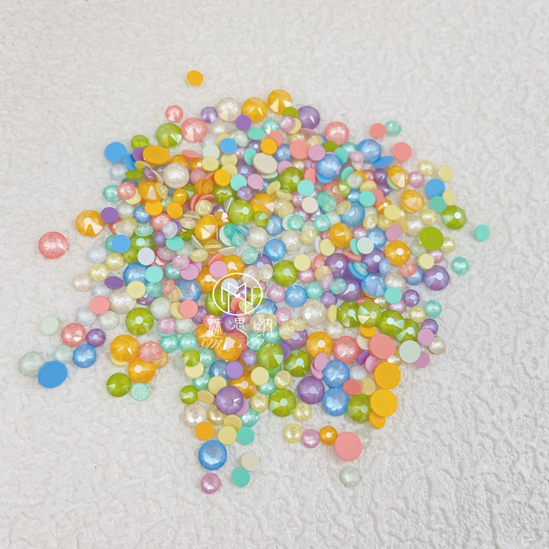 【Shi】Authentic Austrian Crystal Flat-Bottom Round Diamond L Color Jelly Macaron Color Taro Purple Lime Green Linen Yellow
