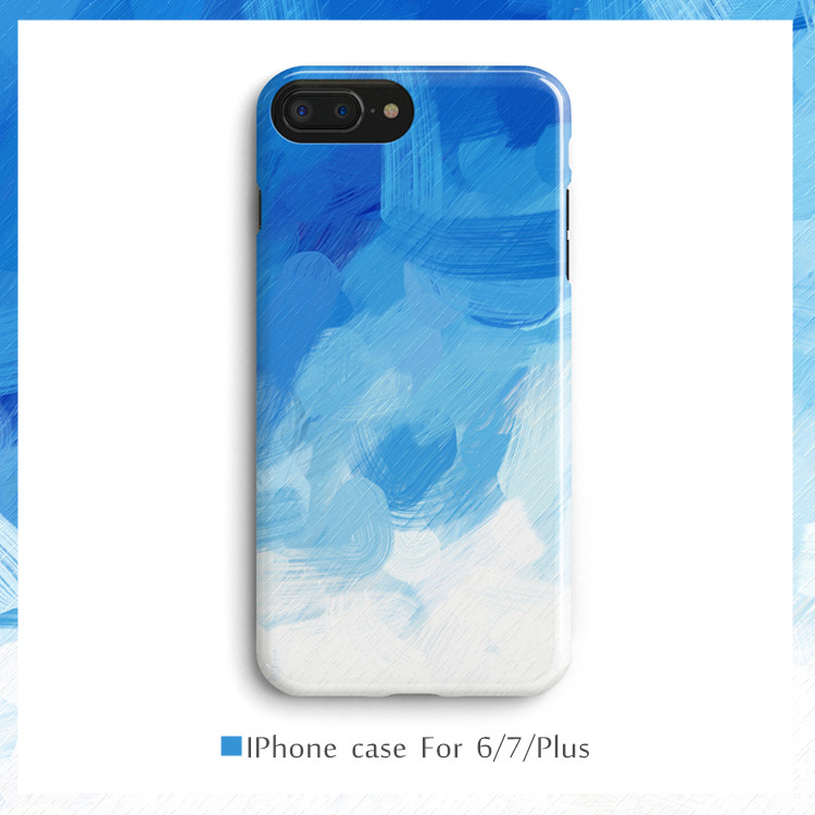 Fresh art Water color ink Smear Blue Frosted 6s Apple xs max xr mobile phone protective shell iphone 8 full package 7plus