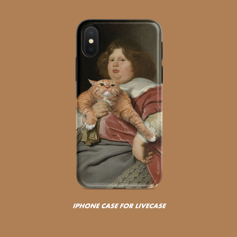Original oil painting girl cat apple iPhone 11pro xs max xr 78plus mobile phone protective shell soft full package