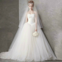 Light main wedding dress 2021 new bridal temperament simple bandeau qi floor tutu female white trailing French